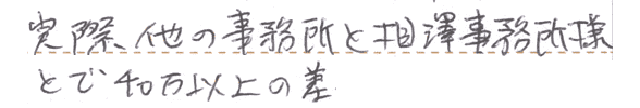 実際他の事務所と相澤法務とで40万以上の差