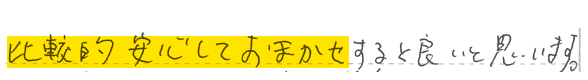 比較的安心しておまかせすると良いと思います。