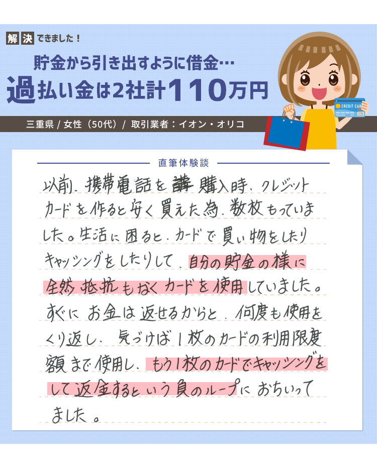 不安もなく誰にも知られず、2社合計110万円過払い金ゲット