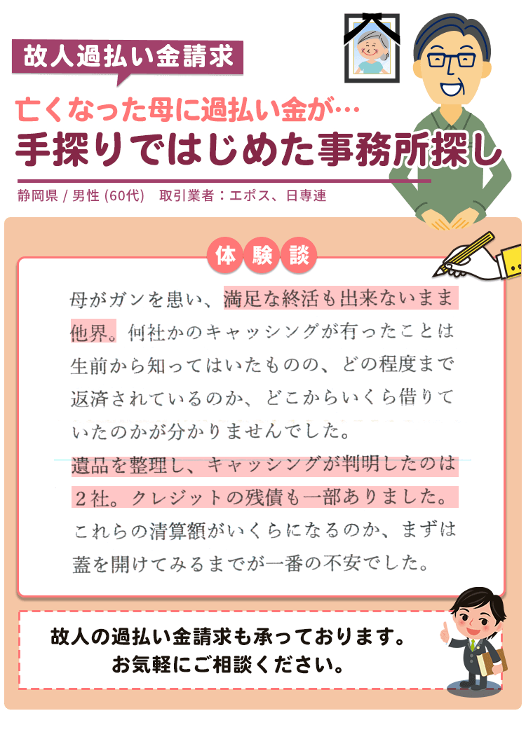 こちらのペースに合わせてくれた相澤法務事務所に過払い金請求を依頼