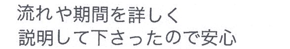 それからの流れや期間の詳しい説明もあって安心