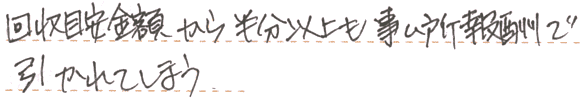 回収目安金額から半分以上も報酬で引かれてしまう