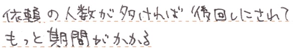 依頼の人数が多ければ後回しにされてもっと期間がかかる