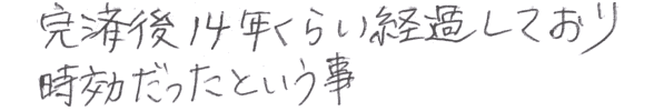 完済後14年くらい経過しており時効だったという事