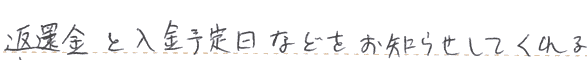 返還金と入金予定日などをお知らせしてくれる