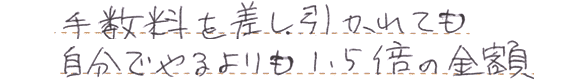 手数料を差し引かれても自分でやるよりも1.5倍の金額