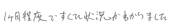 1ヶ月程度ですぐに状況がわかりました。