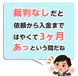 裁判なしだとはやくて3ヶ月