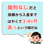 裁判なしだとはやくて2ヶ月