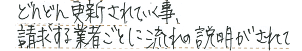 情報がどんどん更新される　業者ごとに流れの説明がされて